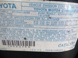 1999 TOYOTA COROLLA VE GREEN 1.8L AT Z17975